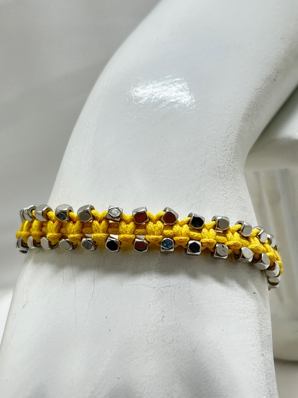 Fossil, Yellow And Silver Adjustable Bracelet, Boho